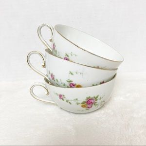 Set of three Rosenthal tea cups floral porcelain